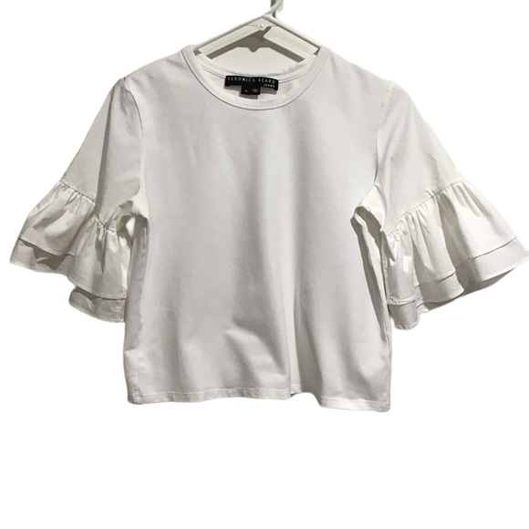 Veronica Beard Tops - Veronica Beard Jeans Women’s White Blouse Flared Ruffle Short Sleeve